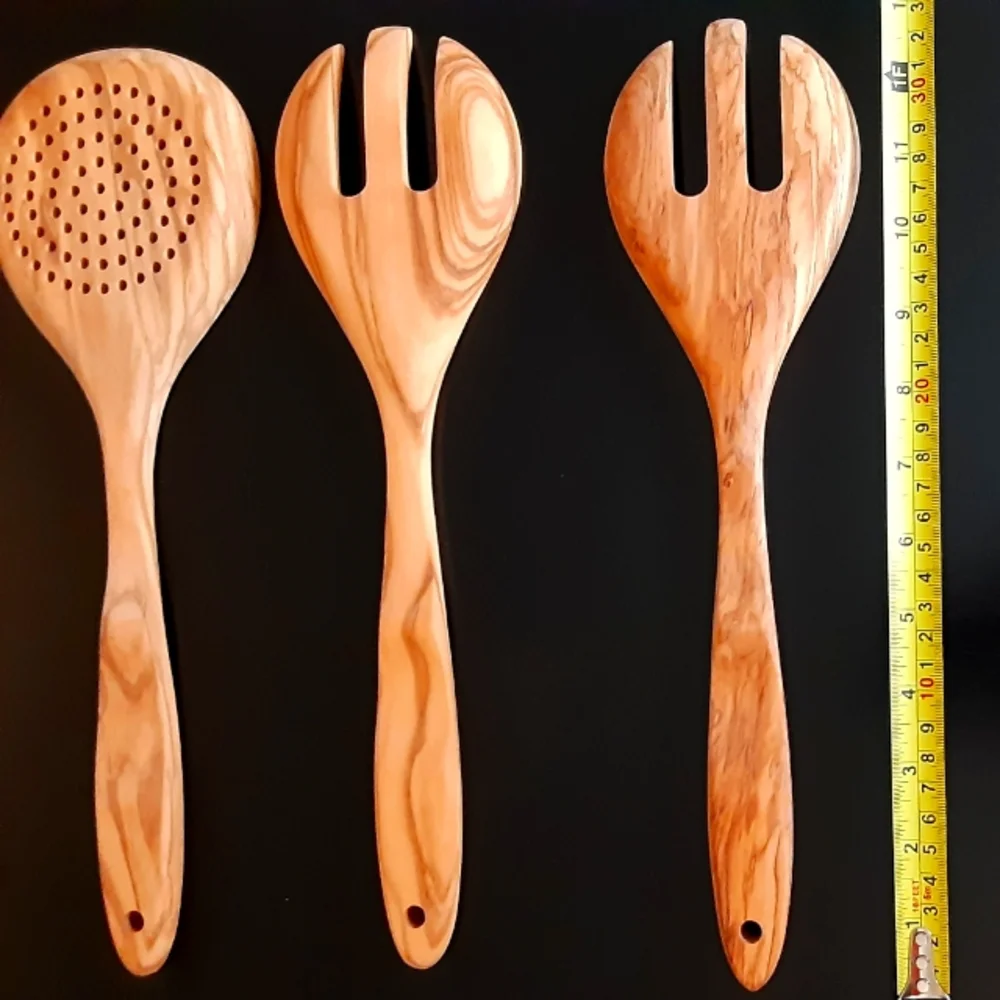 Pioneer Woman 3-Piece Olive Wood Utensil Set